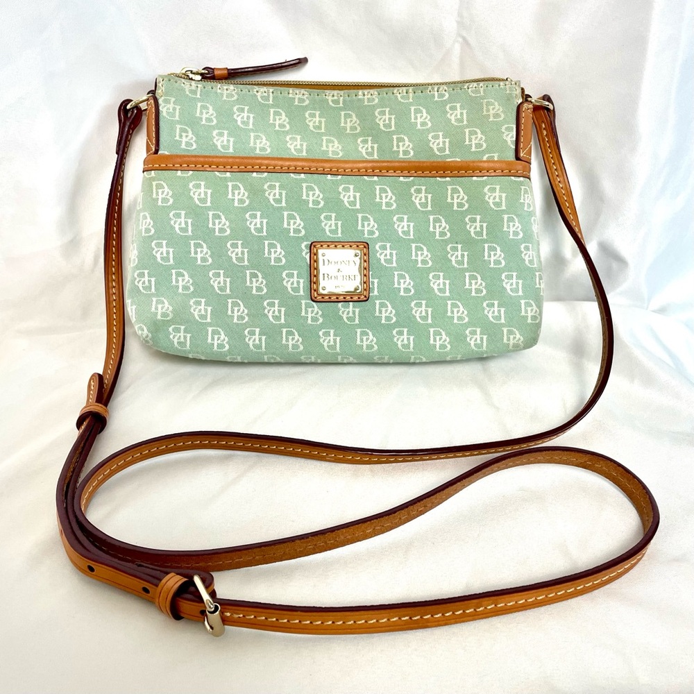 Dooney & Bourke Mint Monogram Crossbody Red Interior Monogram 2010s
